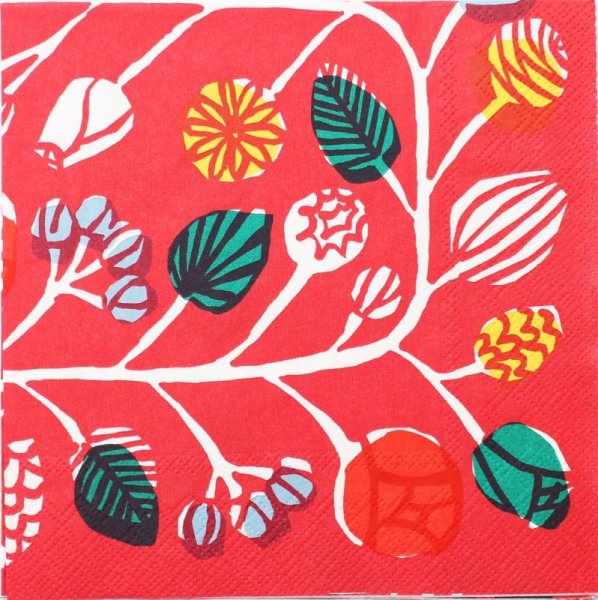 画像1: (D506)ペーパーナプキン　マリメッコ　KRANSSI RED　marimekko (1)