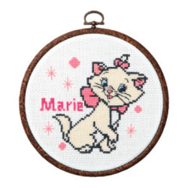 画像1: (op7322)刺繍キット【マリー  】　 初心者でも簡単 ディズニー　マリー  猫　オリンパス　額　ミニ額　手作り　クロス ステッチ　手芸　初級〜中級 (1)