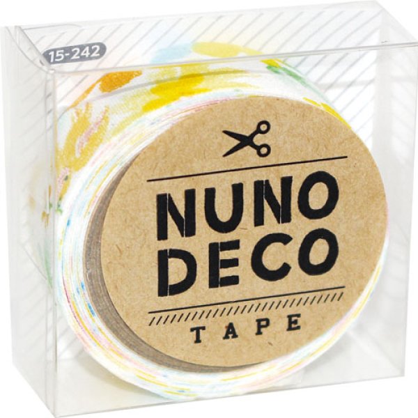 画像1: (KA15-242)　ヌノデコテープ 【森のうた きいろ】 幅1.5cm 布デコ 名前テープ ハンドメイド 手芸 ネーム 布製 布マスキングテープ (1)