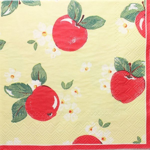 画像1: (D271)ペーパーナプキン　キャスキッドソン Apples Yellow １枚　バラ売り Cath Kidston (1)