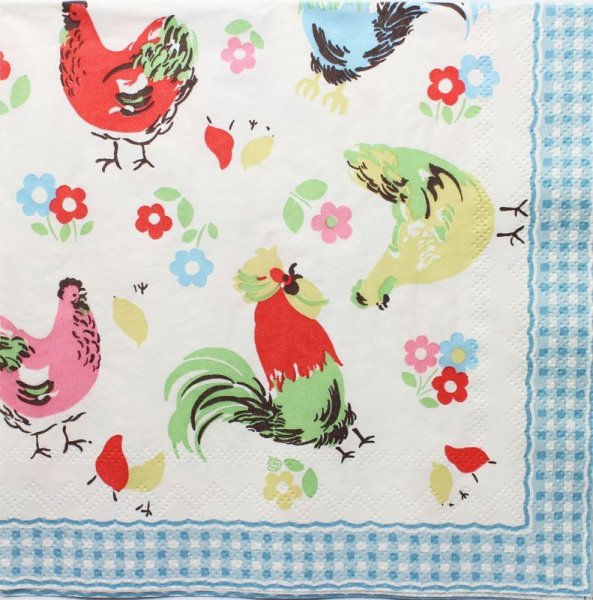 画像1: (D274)ペーパーナプキン　キャスキッドソン CHICKEN  １枚　バラ売り　 Cath Kidston (1)